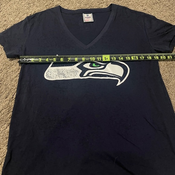 NFL Pink By Victoria's Secret Seattle Seahawks Burnout T-Shirt W/Crystals- Small - Picture 4 of 7